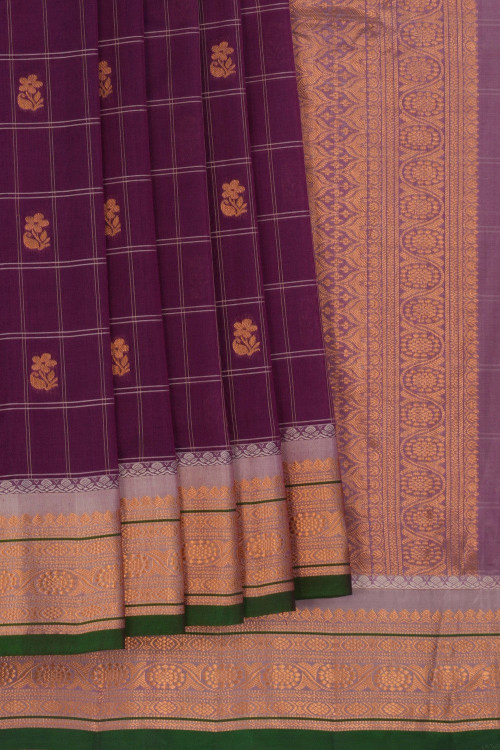 Image of Gadwal Kattam Purple Saree